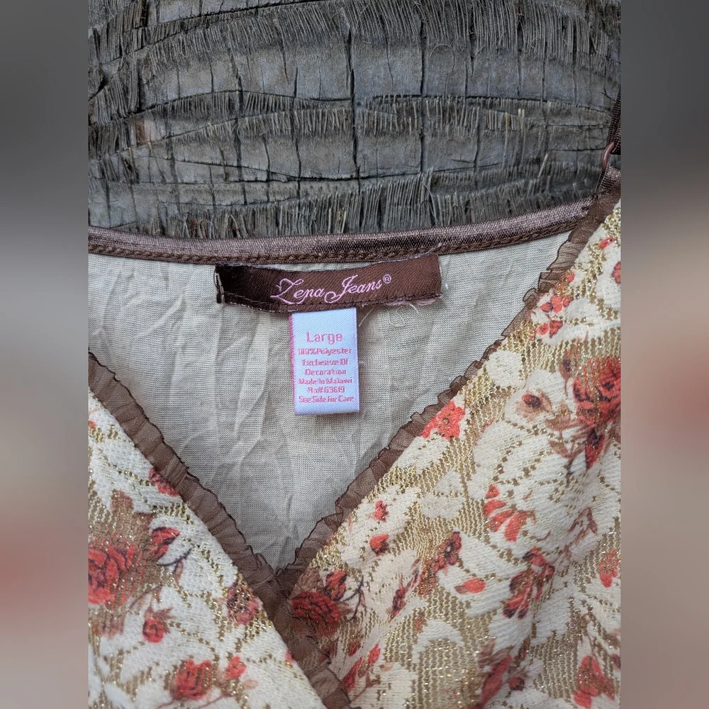 True Vintage Y2K Floral Lace Cami – Earthy Fairy Core - Picture 3 of 4